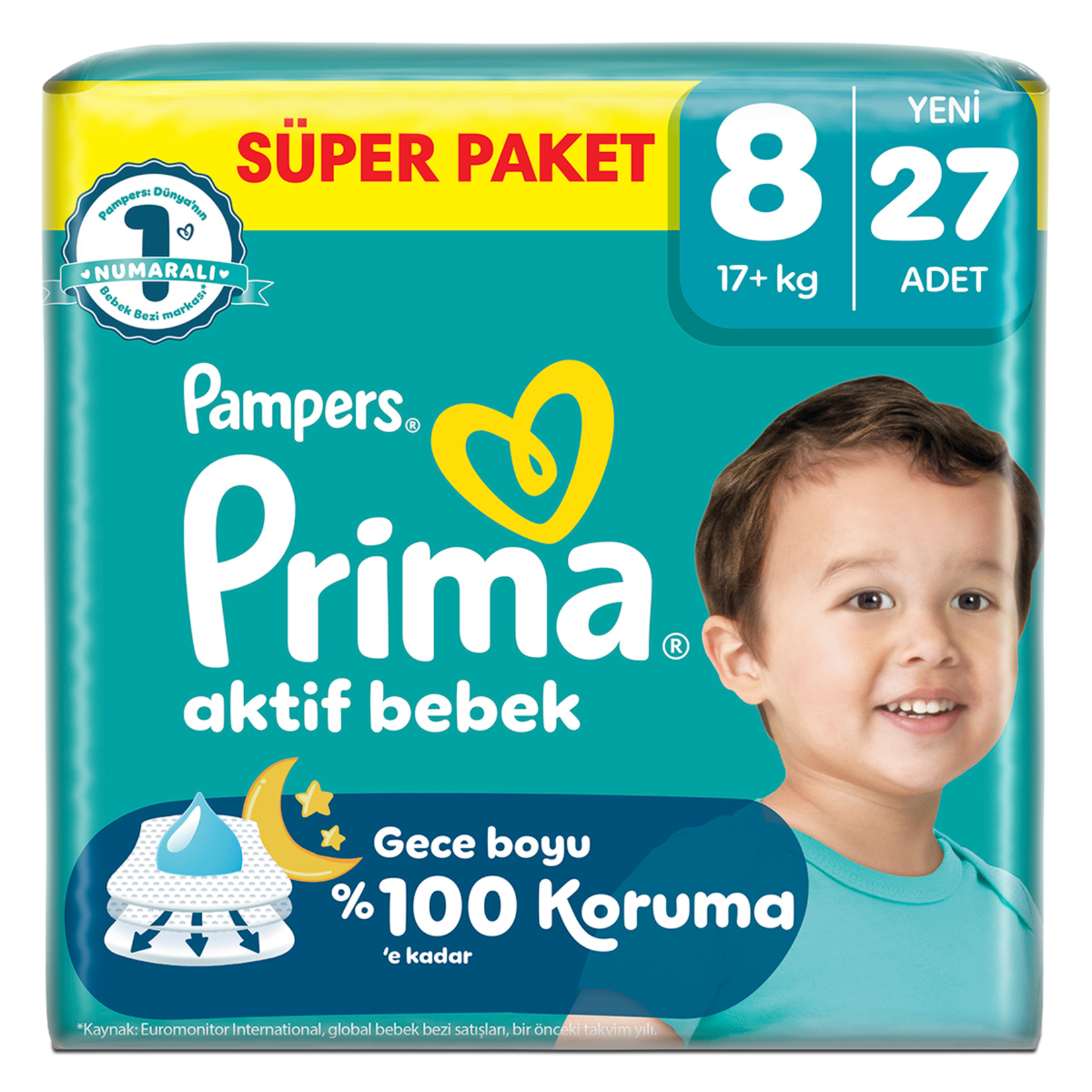 پوشک‌ پریما ترک سایز 8 بسته 27 عددی تاریخ جدید و بسته بندی جدید
