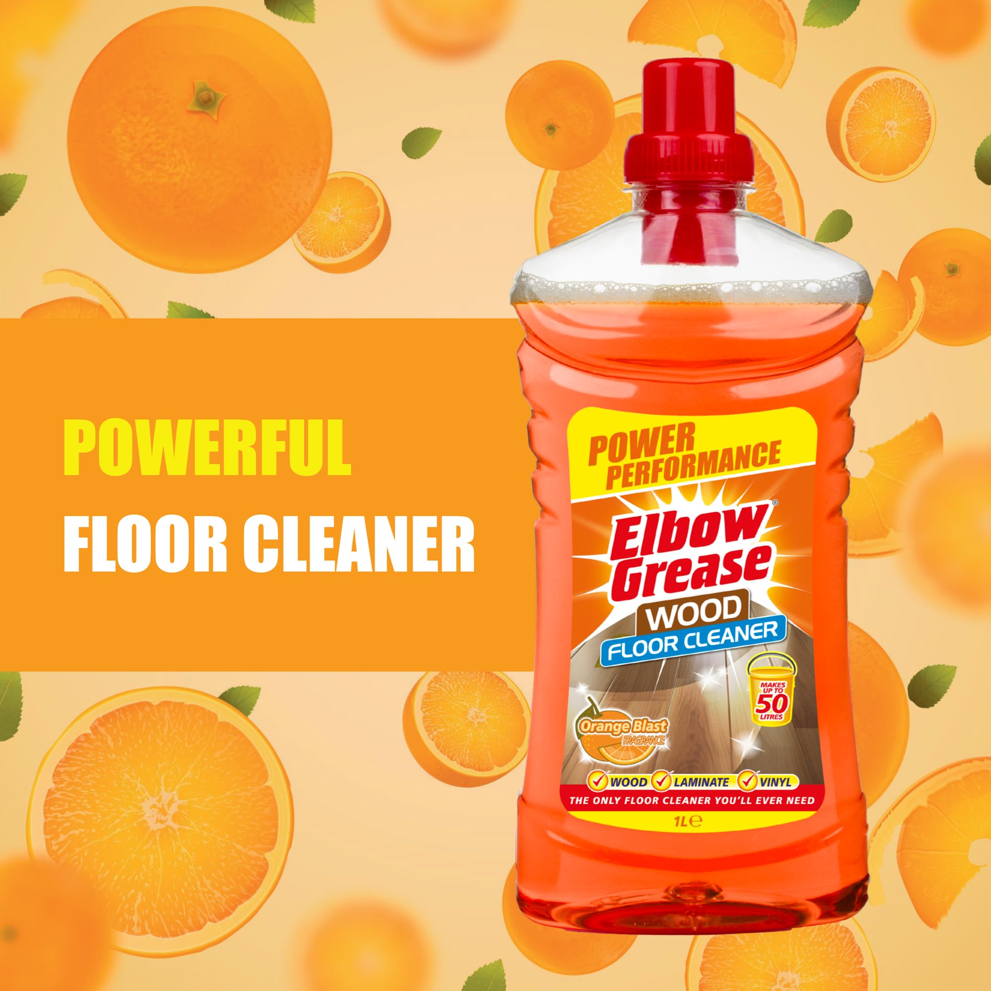 مایع پاک کننده پارکت البو گریس Elbow Grease انگلیس با رایحه پرتقال حجم 1 لیتری مناسب 50 بار شستشو