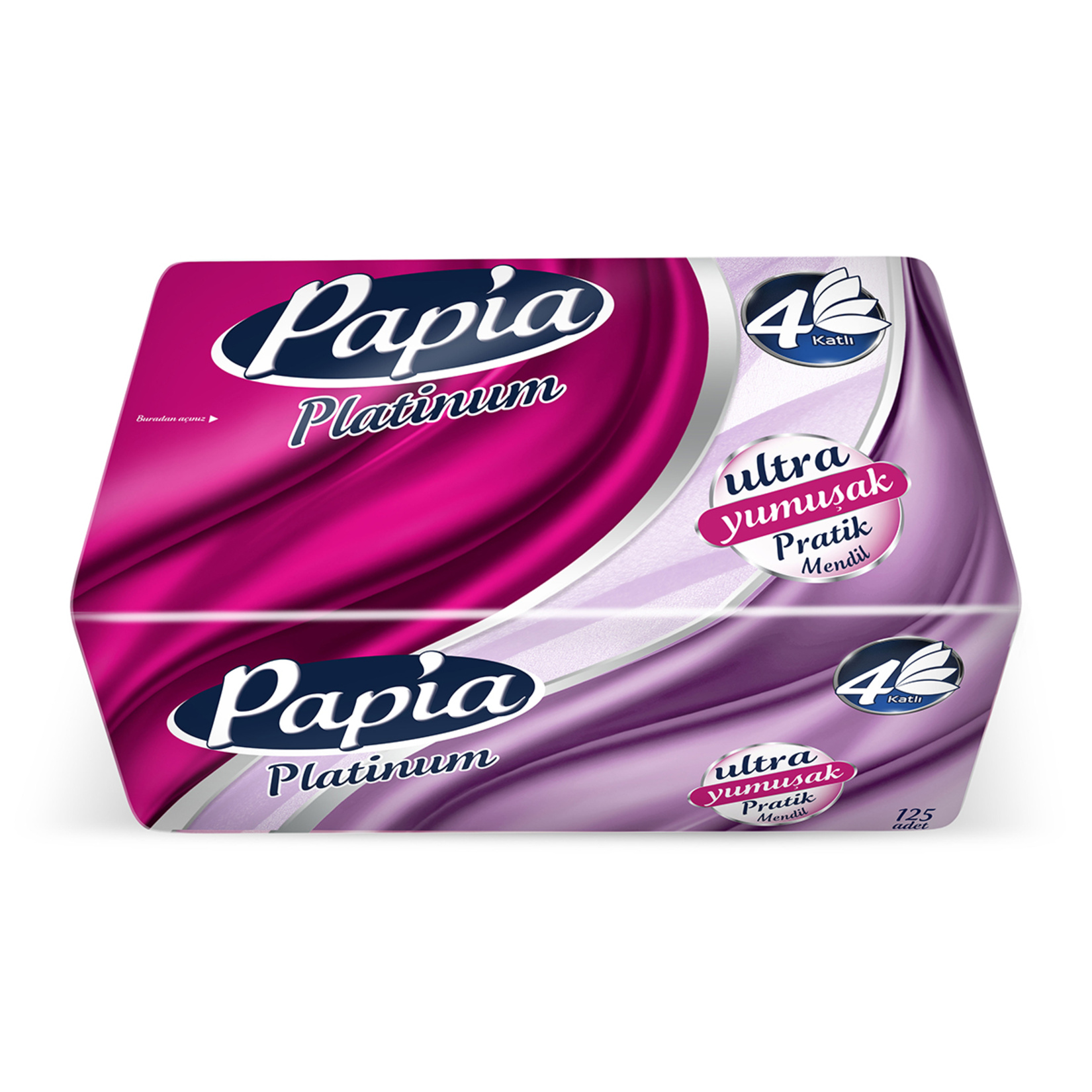 دستمال کاغذی چهار لایه پاپیا پلاتینیوم ترکیه کیفیت عالی بسته 125 برگی