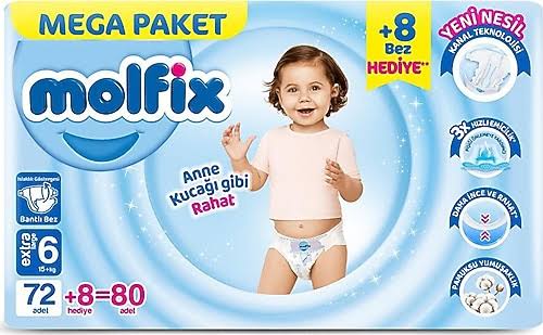 پوشک مولفیکس ترکیه سایز 6 بسته 80 عددی