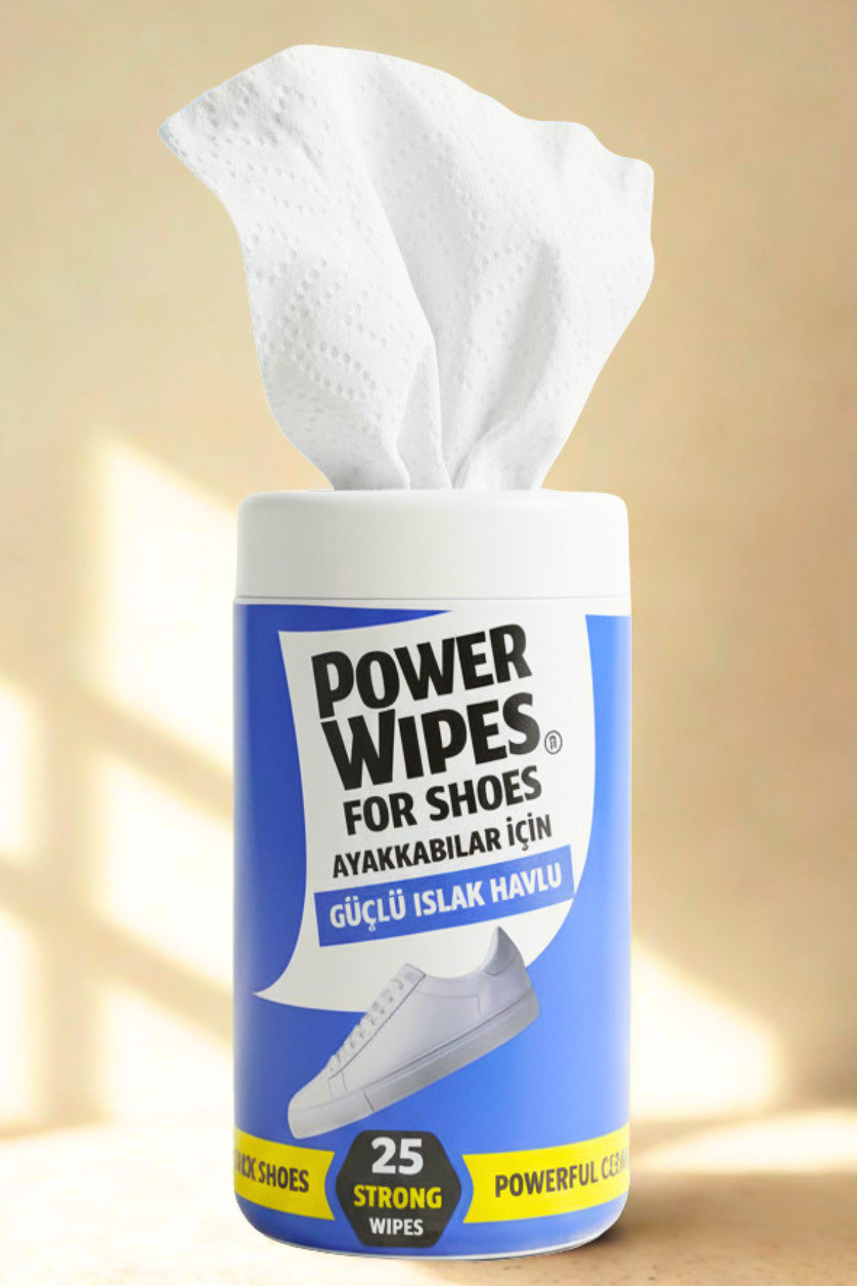 دستمال مرطوب power wipes مخصوص کفش بسته 25 عددی