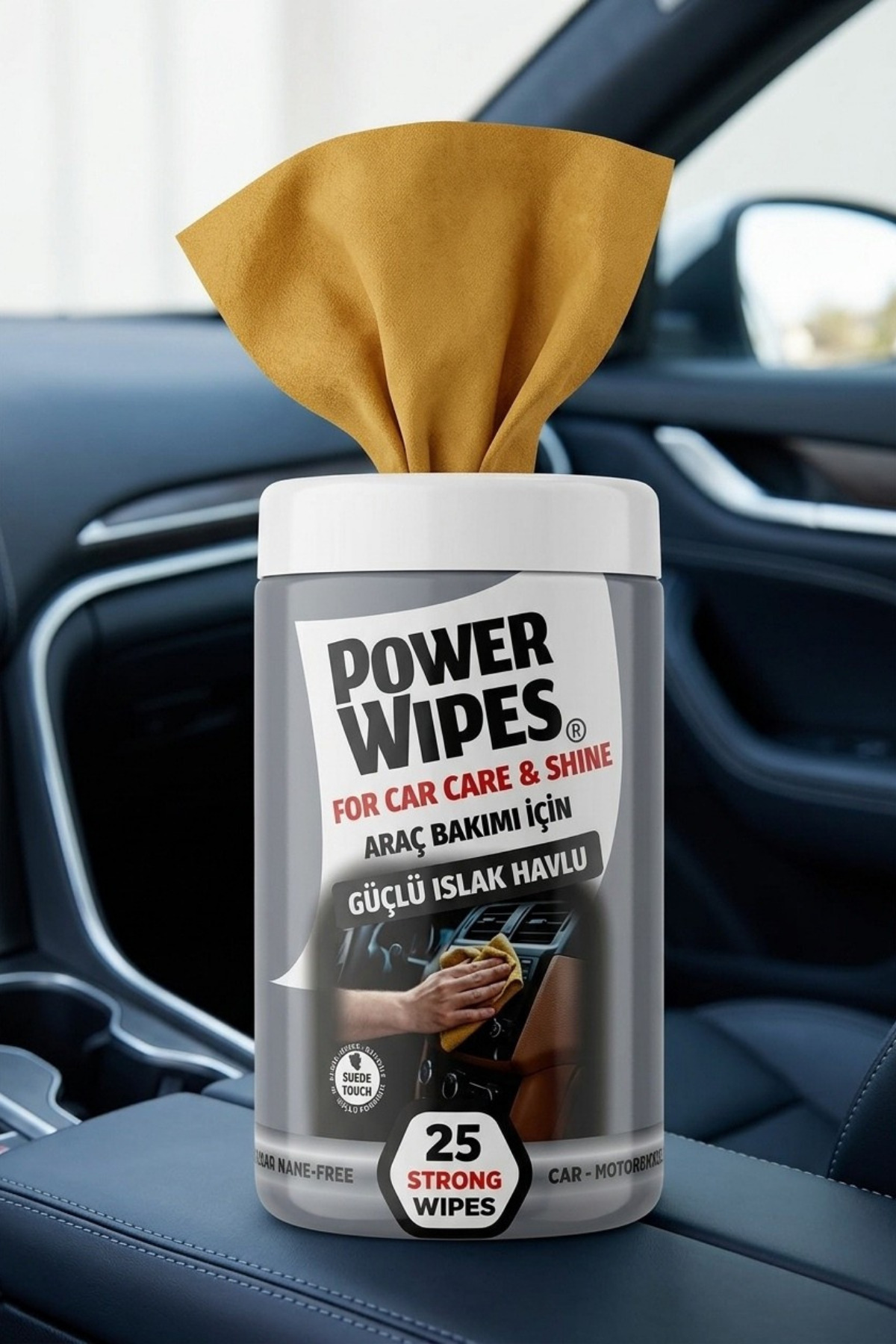 دستمال مرطوب power wipes مخصوص کابین خودرو بسته 25 عددی