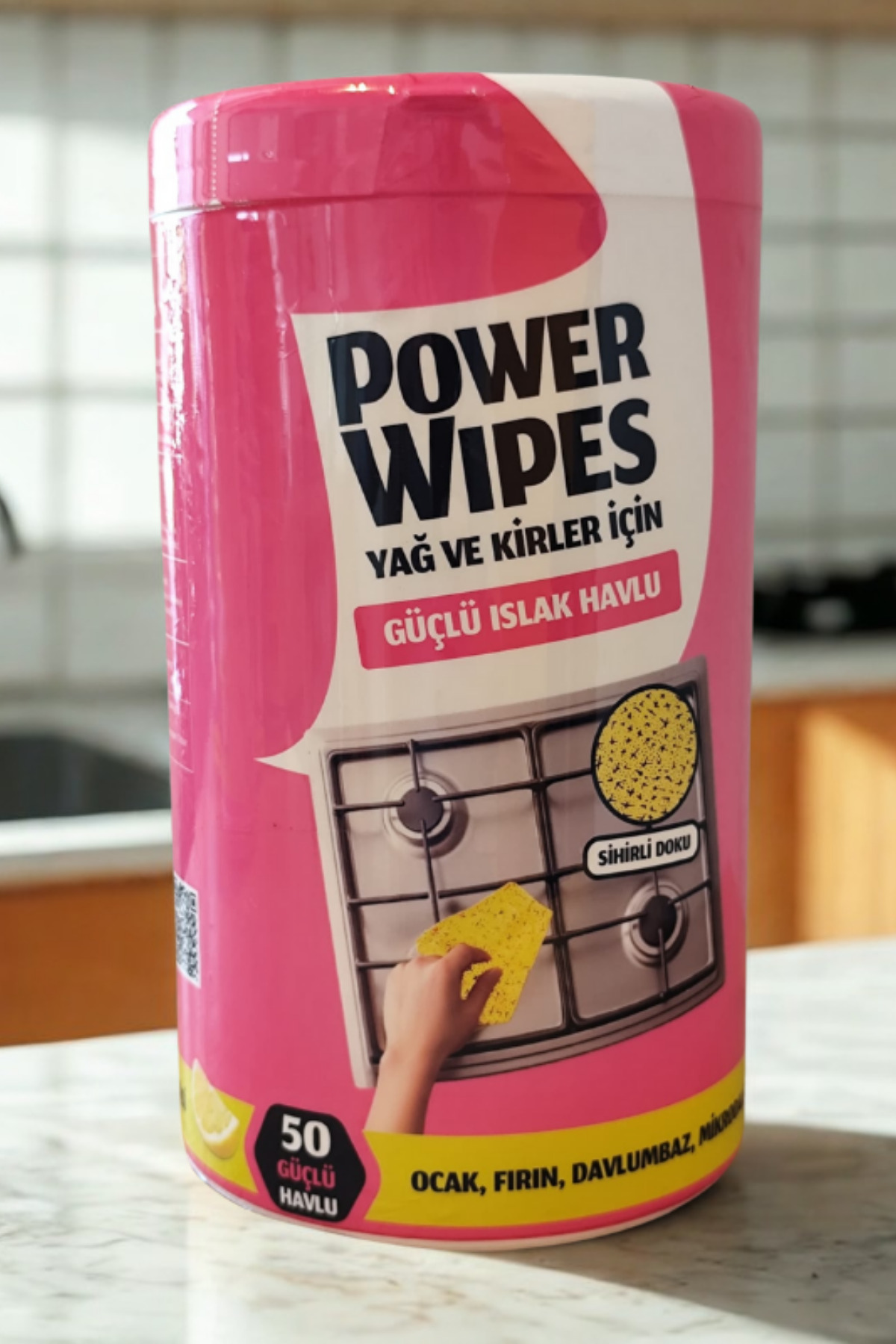 دستمال مرطوب چربی زدا power wipes بسته 50 عددی