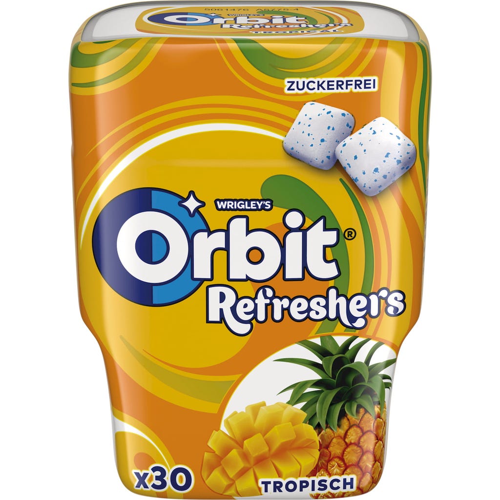 آدامس بدون شکر اوربیت orbit با طعم میوه های استوایی بسته 30 عددی